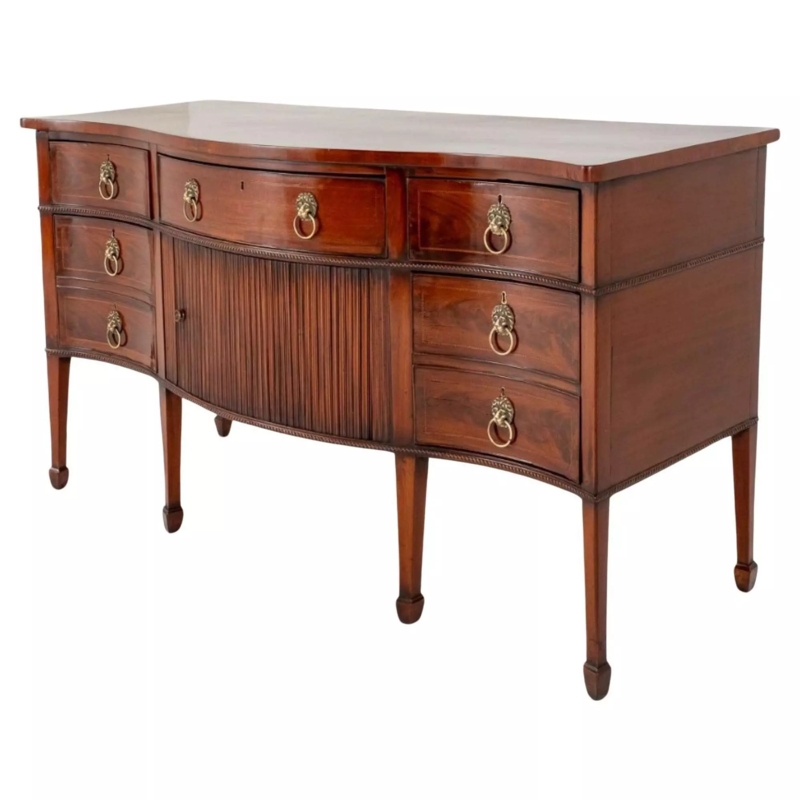 Sideboard with Serpentine Front, Spade Feet, Georgian Antique Style