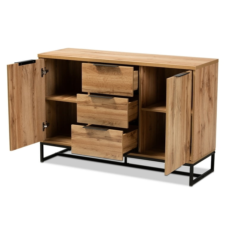 Sideboard with Three Drawer Top and Light Oak Colorway