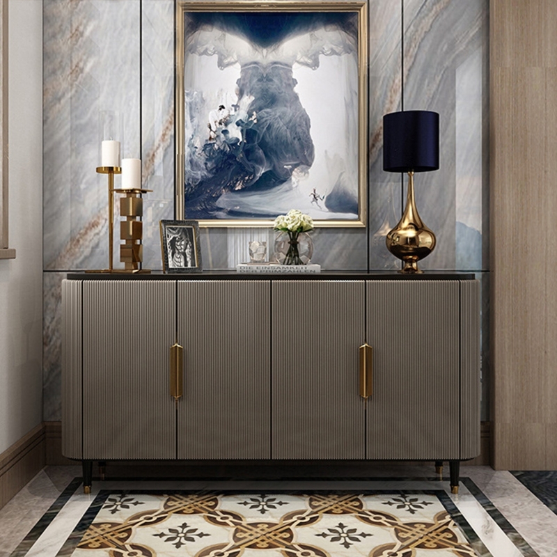 Sideboard with Vertical Ribbing and Oversized Circular Hardware