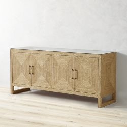 Sideboard with Woven Fiber Exterior, Coastal Style Woven Decor