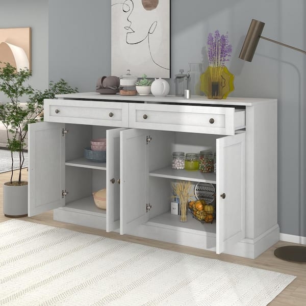 Sideboard with X-Frame Doors Contrasting Top Antique White Buffet