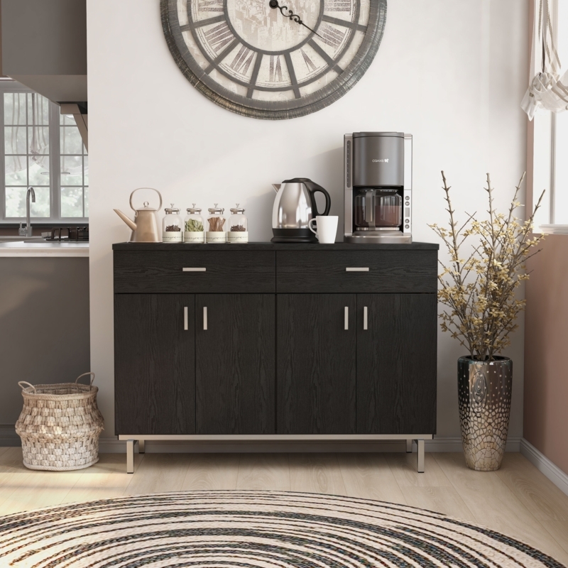 Sideboard with X-Frame Wine Rack and Riveted Corner Plates