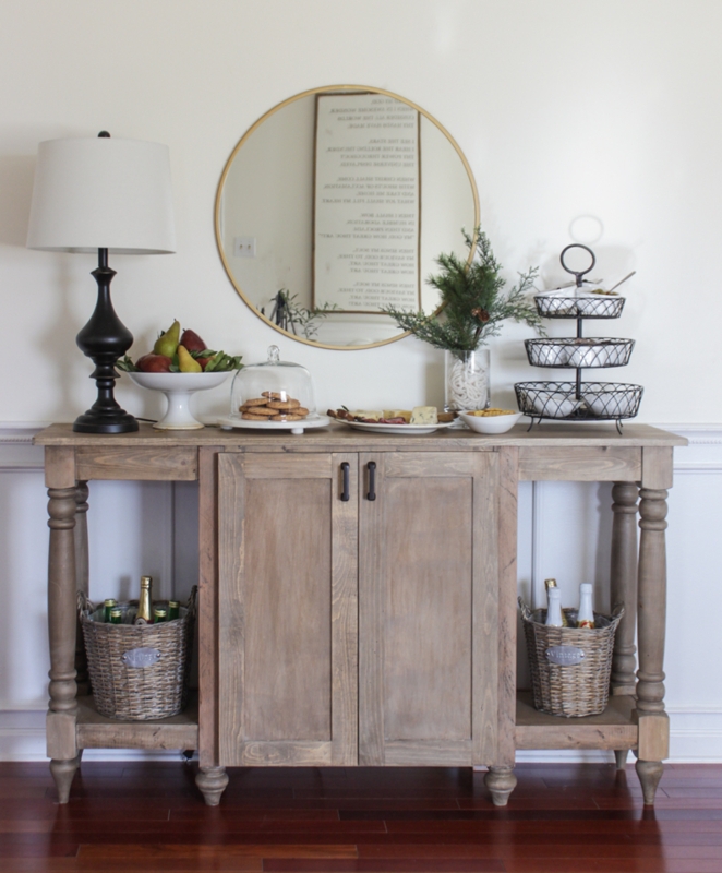 Sideboard Wood Top Sliding Barn Doors Top Drawers Storage