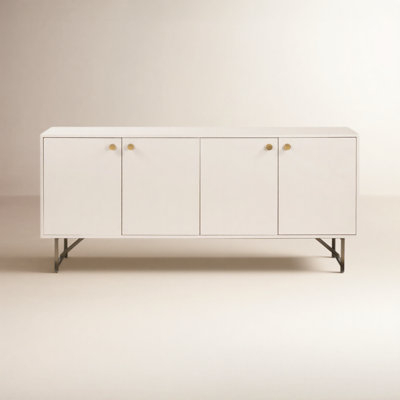 Sideboard Wood with X Doors Warm Finish Four Door Cabinet