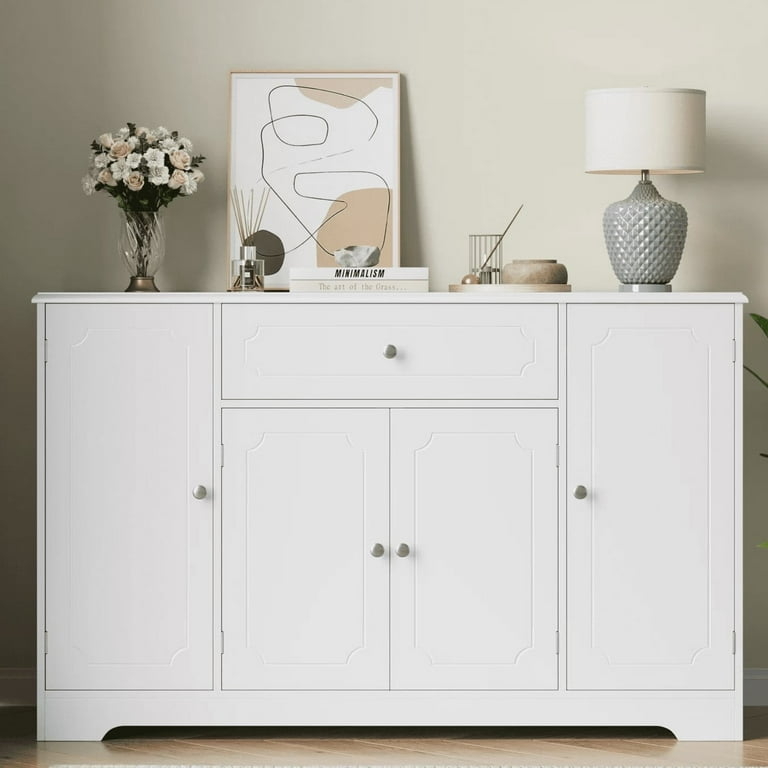 Sideboard X-Molding Glass Doors Gold Pulls Contemporary Farmhouse