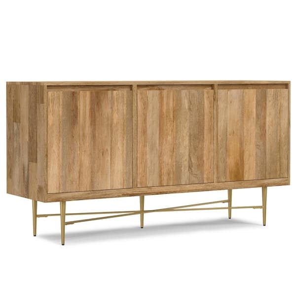Simpli Home Fallon Solid Mango Wood and Iron 60 in. Rectangle Contemporary  Sideboard Buffet in Natural AXCFAL-11-NL