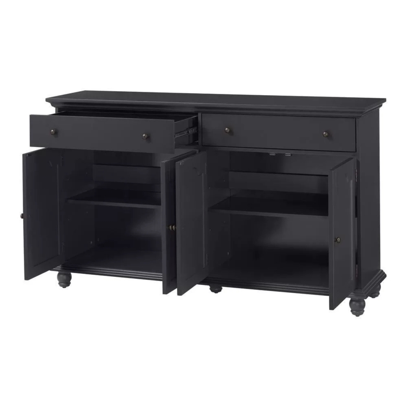 Sleek Minimalist Four-Door Buffet with Plinth Base