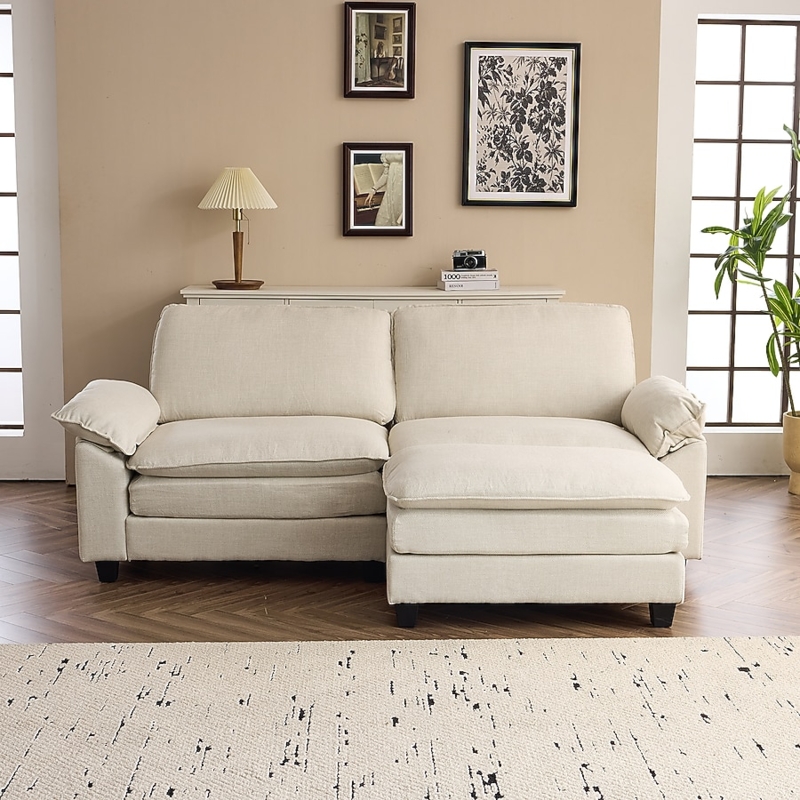 Slipcovered Loveseat with Track Arms for Coastal Apartment Seating