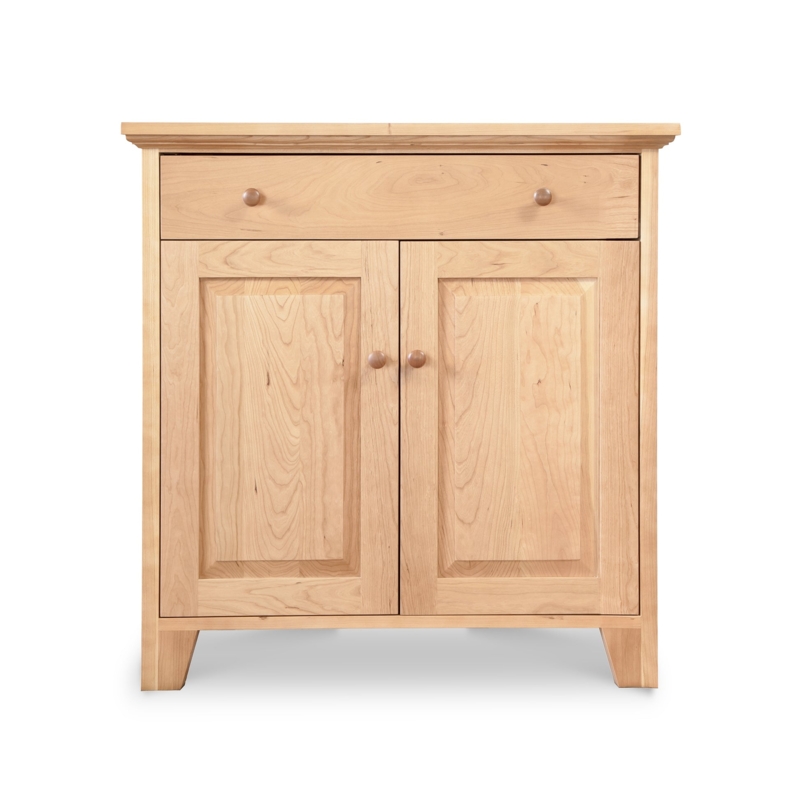 Small Natural Wood Country Buffet with Recessed Panels and 2 Drawers