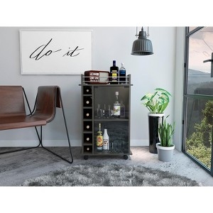 Small Space Bar Cart with Built-In Wine Rack, Espresso Finish