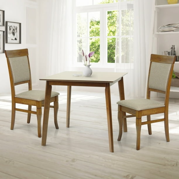 Small Space Dining Set, Pedestal Base Table, Slat Back Chairs