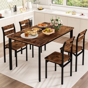 Small Space Dining Set with Wood and Metal Contrast