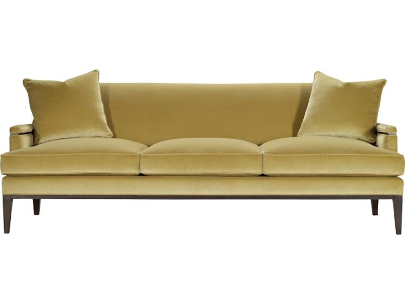 Sofa Beige Recessed Arms Tapered Legs Classic Design
