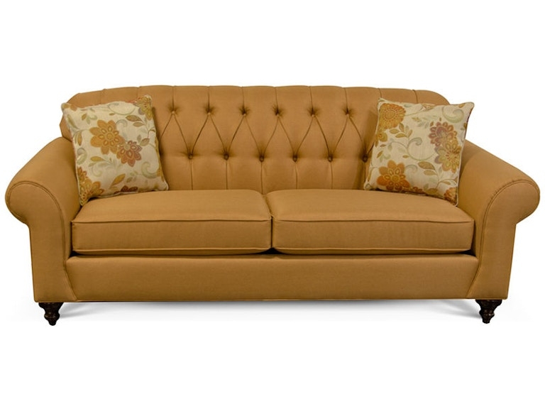 Sofa, Beige Traditional Skirted Base with Rolled Arms
