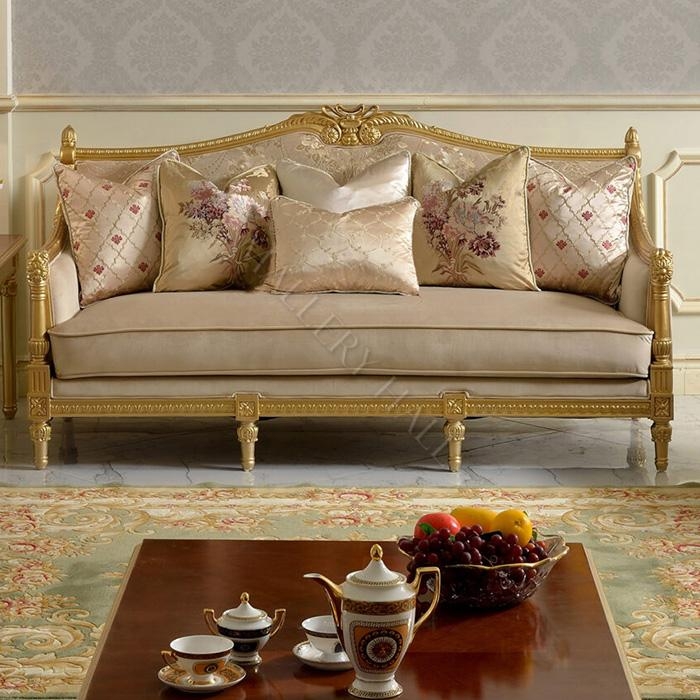 Sofa Cream Gold Gilt Finish Ornate Carvings Baroque Style Seating
