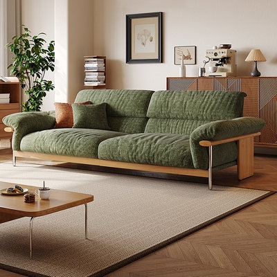 Sofa Forest Green Low Profile Loose Back Pillows
