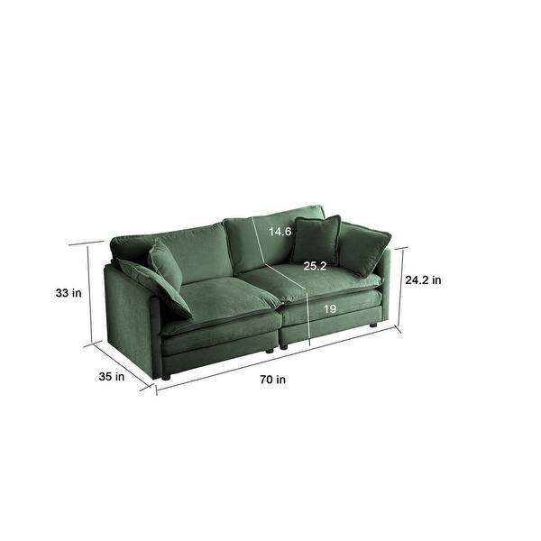 Sofa Set Off-White Chenille 2-Piece Low Profile Living Room