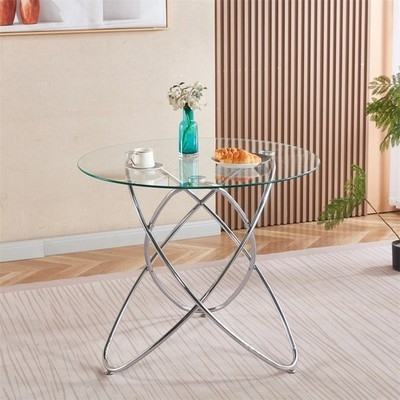 Space-Saving Dining Table with White Rectangular Top and Silver Pedestal