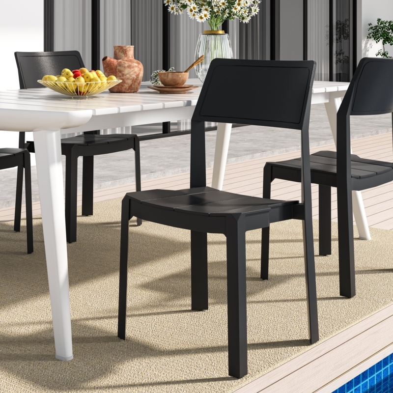 Stackable Dining Chair Matte Black Molded Silhouette Tapered Legs