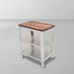 Stainless Steel Kitchen Island with Slatted Bottom Shelf