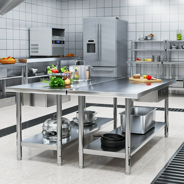 Stainless Steel Work Table with Built-In Drawer