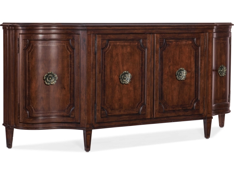 Stately Four Door Sideboard with Satin Dark Stain Finish
