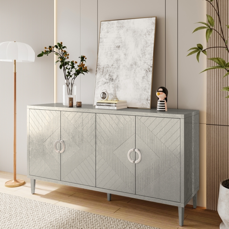 Storage Cabinet with Sculpted Circular Facade and Semi-Circular Handles