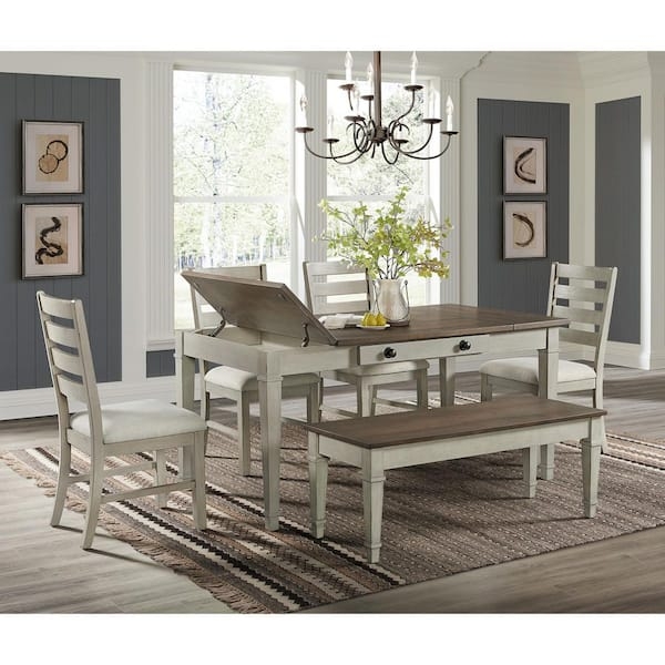 Sturdy Farmhouse Dining Table with Chunky Stone-Look Pedestal Base