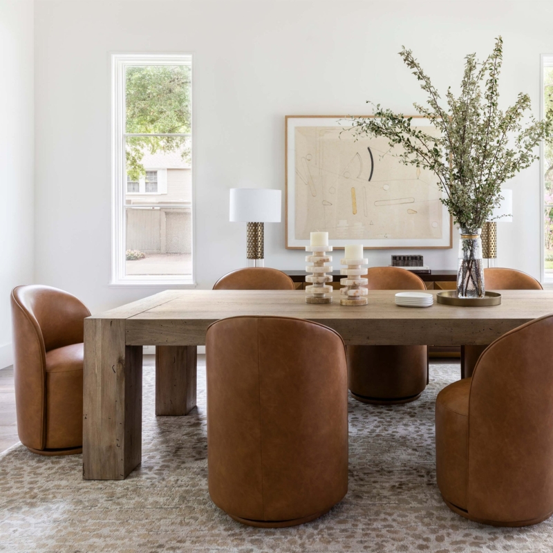Swivel Dining Chair Barrel Back with Four Star Base
