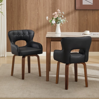Swivel Dining Chair Charcoal Grey Faux Leather Bucket Seat