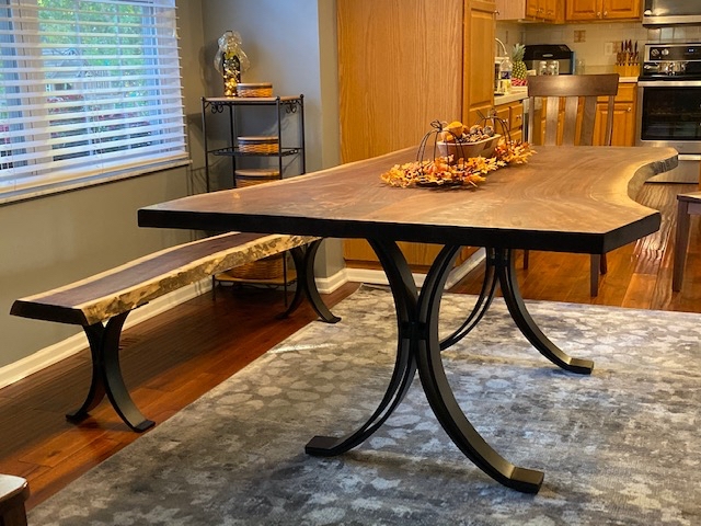 Table Base Eclipse Circular Design Matte Black Sculptural Metal Dining Legs