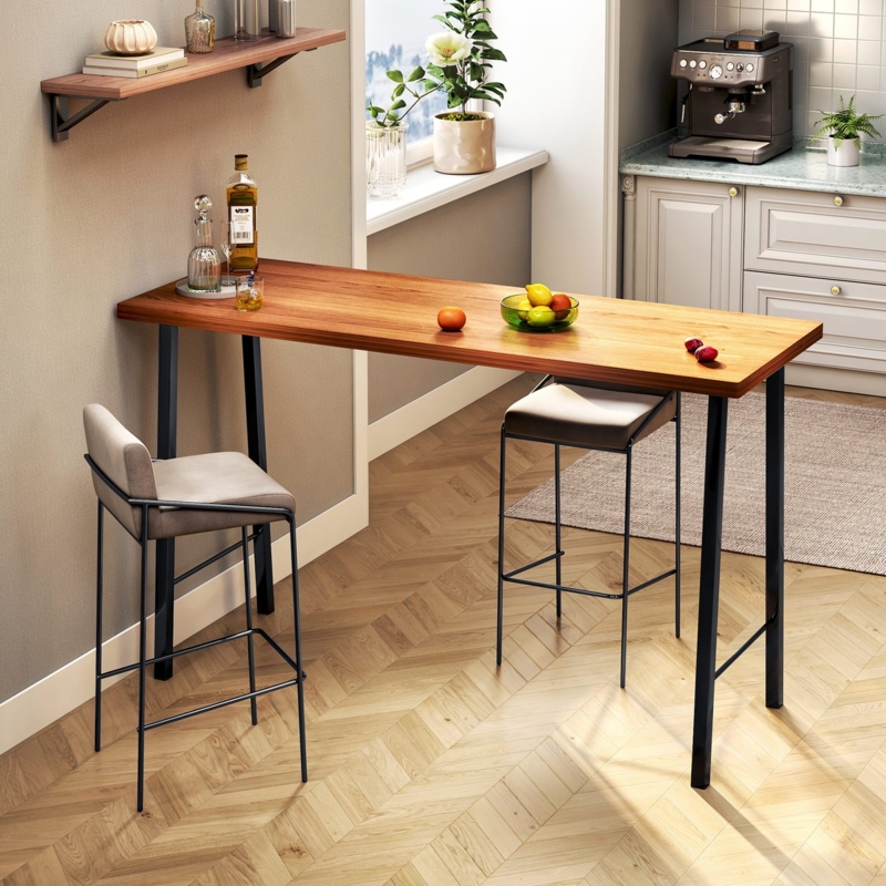 Table Legs Industrial Metal Bar Height with Integrated Footrest