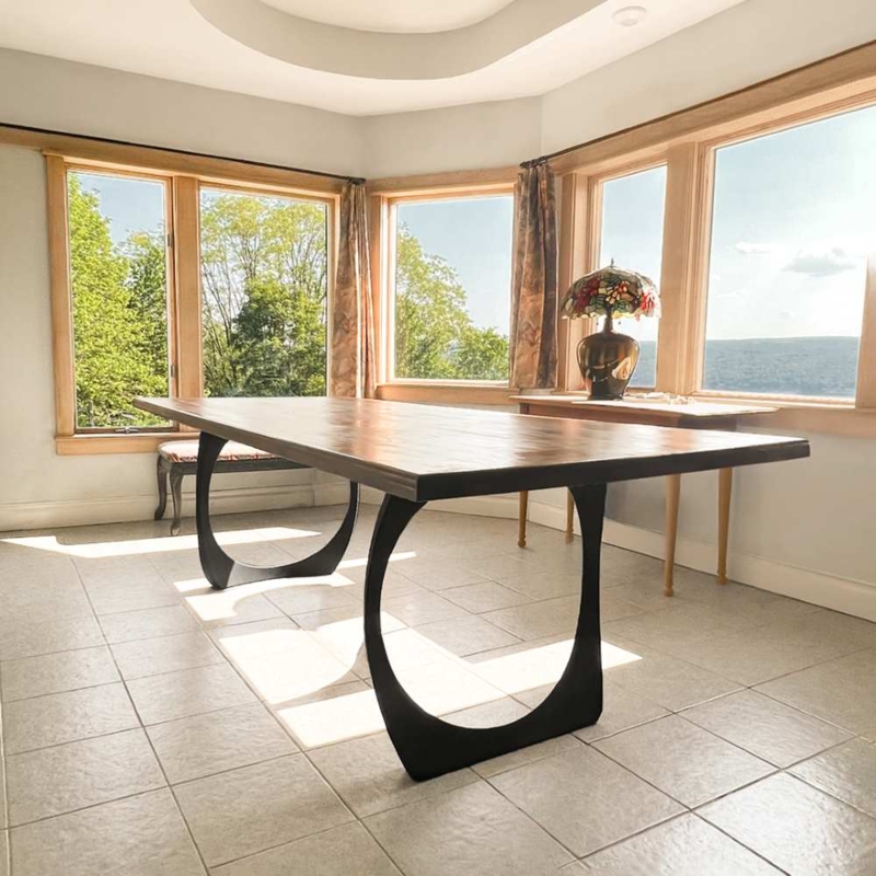 Table Legs Sculptural Geometric Metal Matte Black Industrial Base