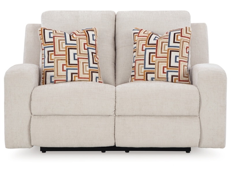 Taupe Textured Reclining Loveseat with Console, Home Theater Seating