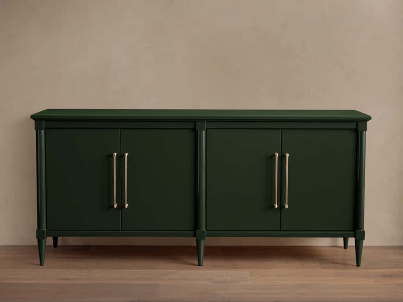 Textured Four Door Buffet Cabinet Carved Geometric Relief