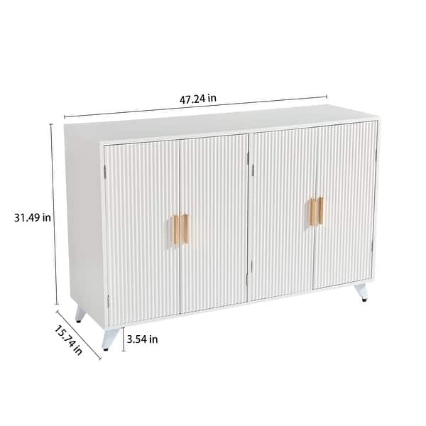 Textured Shagreen-Like Credenza on Gold Metal Base Frame