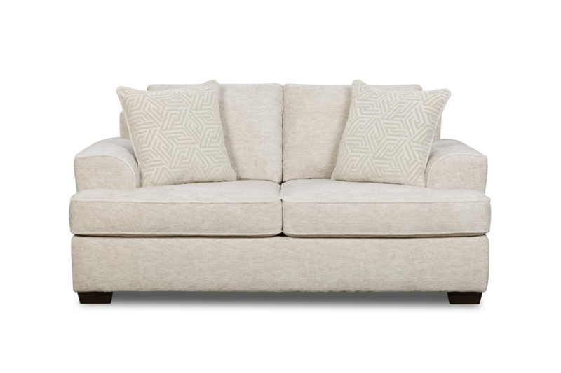 Textured Woven Loveseat with Track Arms and Tapered Legs
