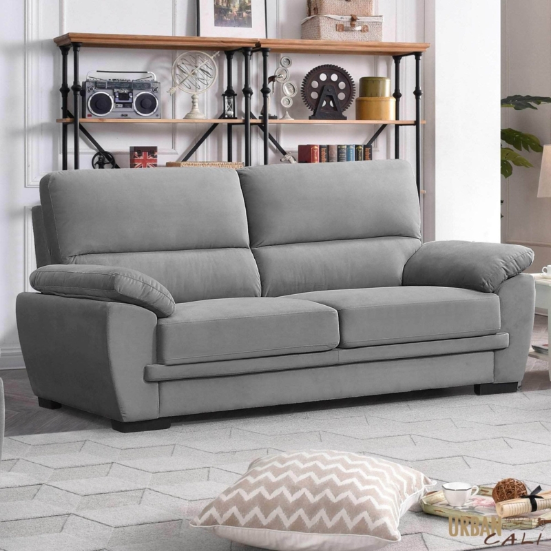 Three-Piece Living Room Set in Creamy Beige Woven Fabric