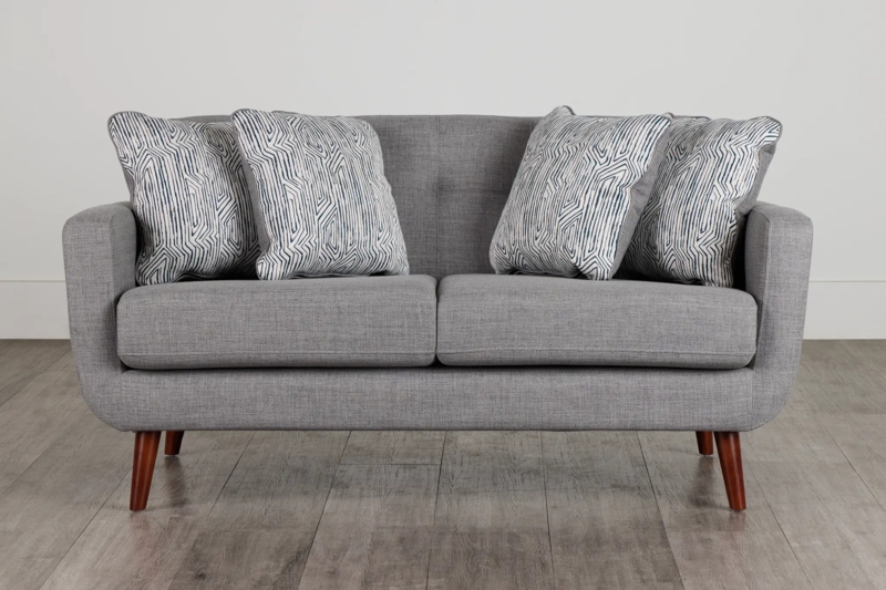 Track Arm Loveseat with Two Cushion Seat and Block Feet, Fabric
