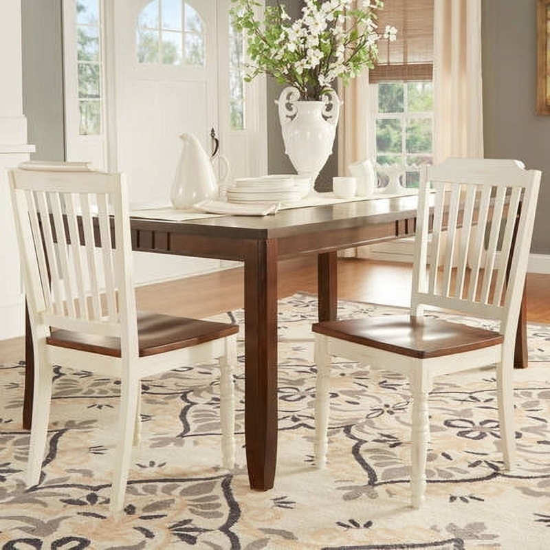 Traditional Dining Chairs Set Arrow Back Turned Legs Two-Tone