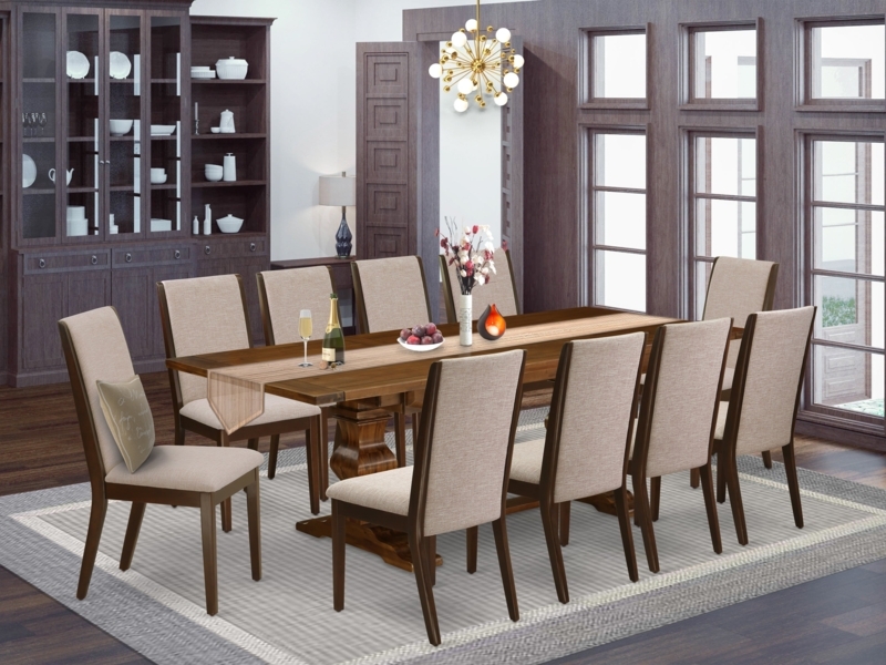 Traditional Dining Set with Double Pedestal Base and High-Back Chairs