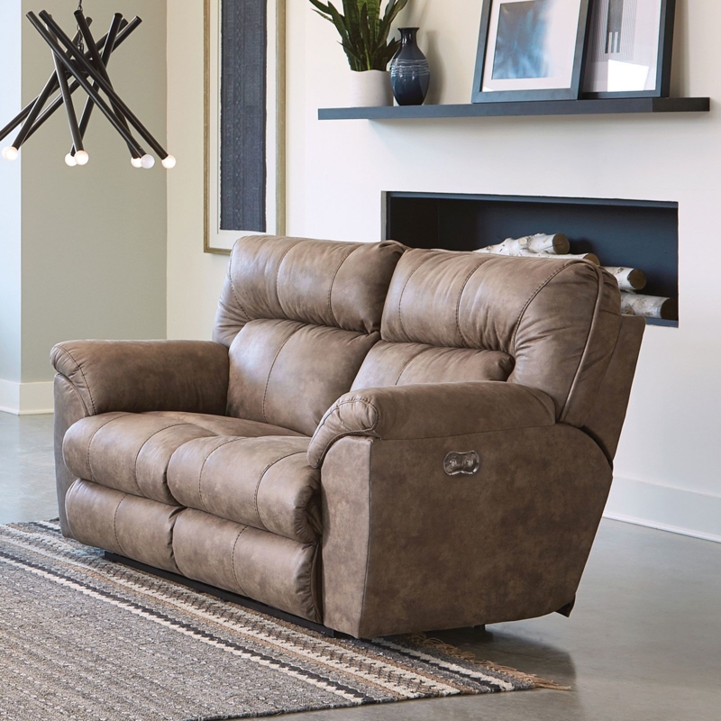 Traditional Espresso Reclining Sofa with Power
