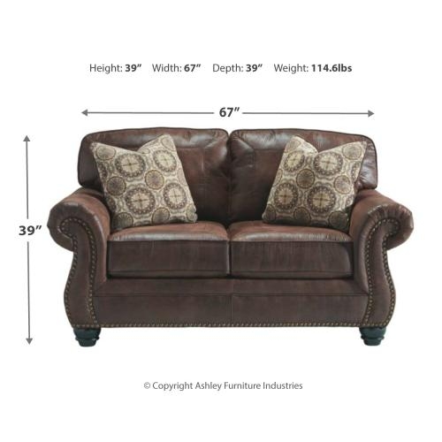 Traditional Loveseat featuring Bun Feet, Nailhead Trim & Plaid Pillows