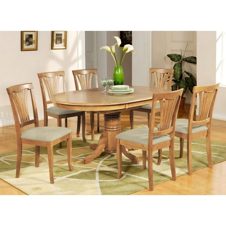 Traditional Oak Dining Set featuring Double Pedestal Base