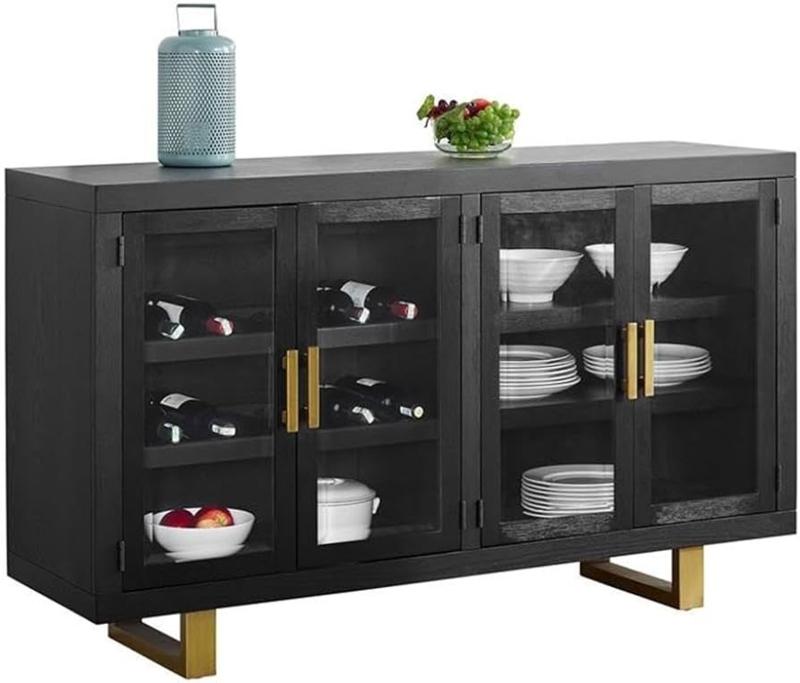 Traditional Rubbed Charcoal Server with Four Drawers