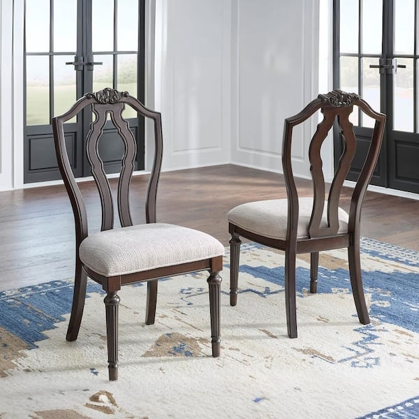 Traditional Wood Dining Chair Cherry Finish with Slat Back Design