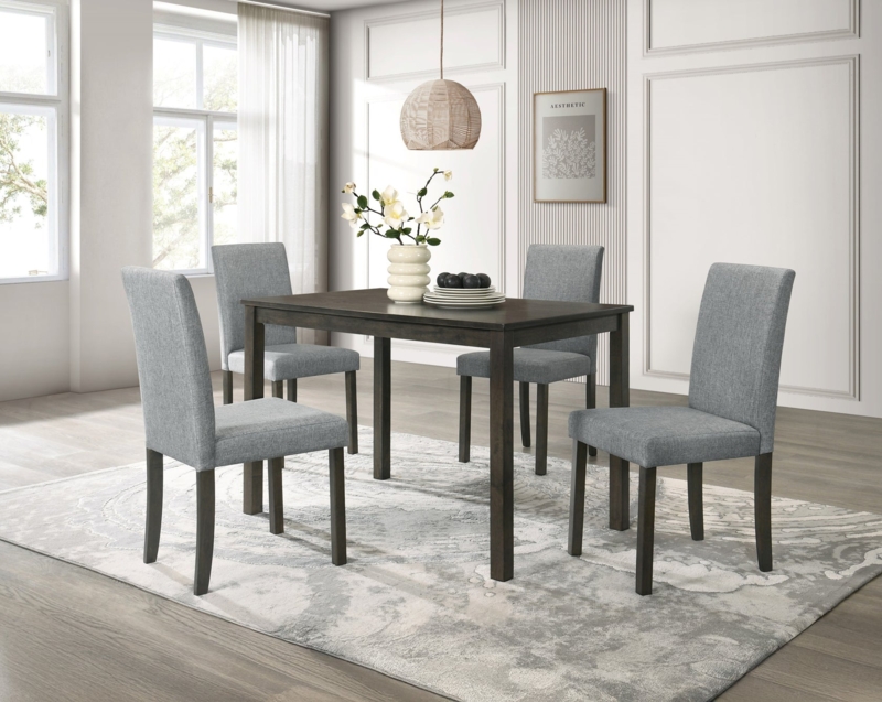 Transitional 5-Piece Dining Set with Dark Wood Table
