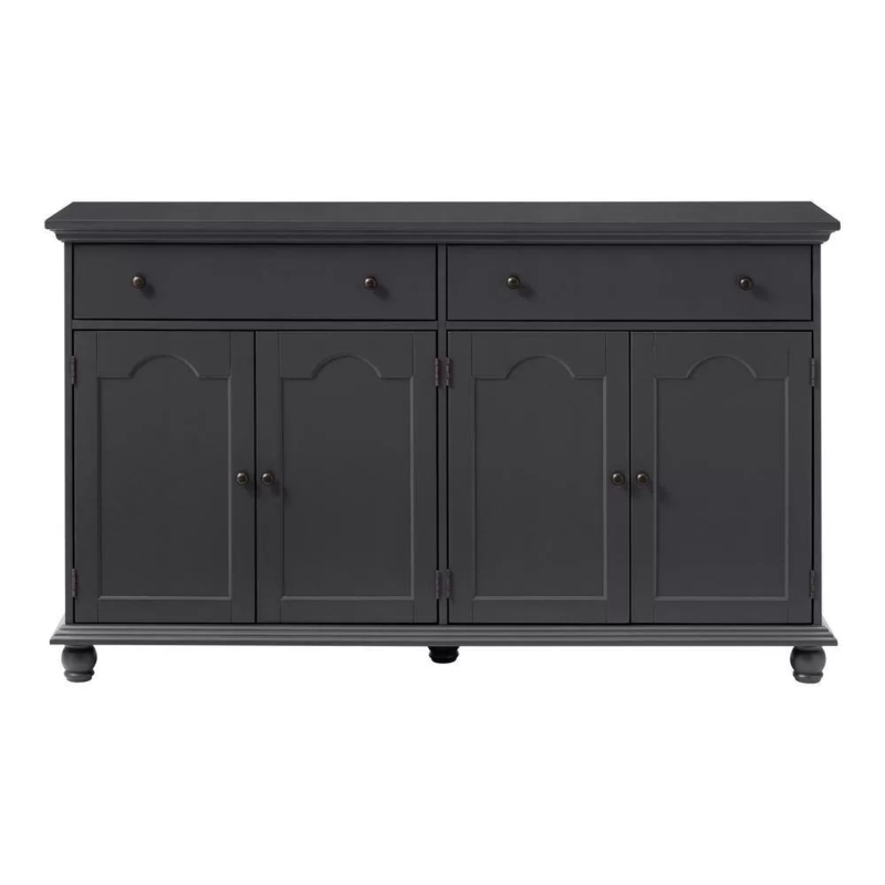 Transitional Black Buffet with Gold Hardware and Slim Legs