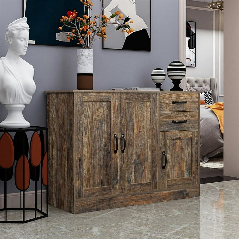 Transitional Buffet Sideboard featuring an Open Lower Shelf