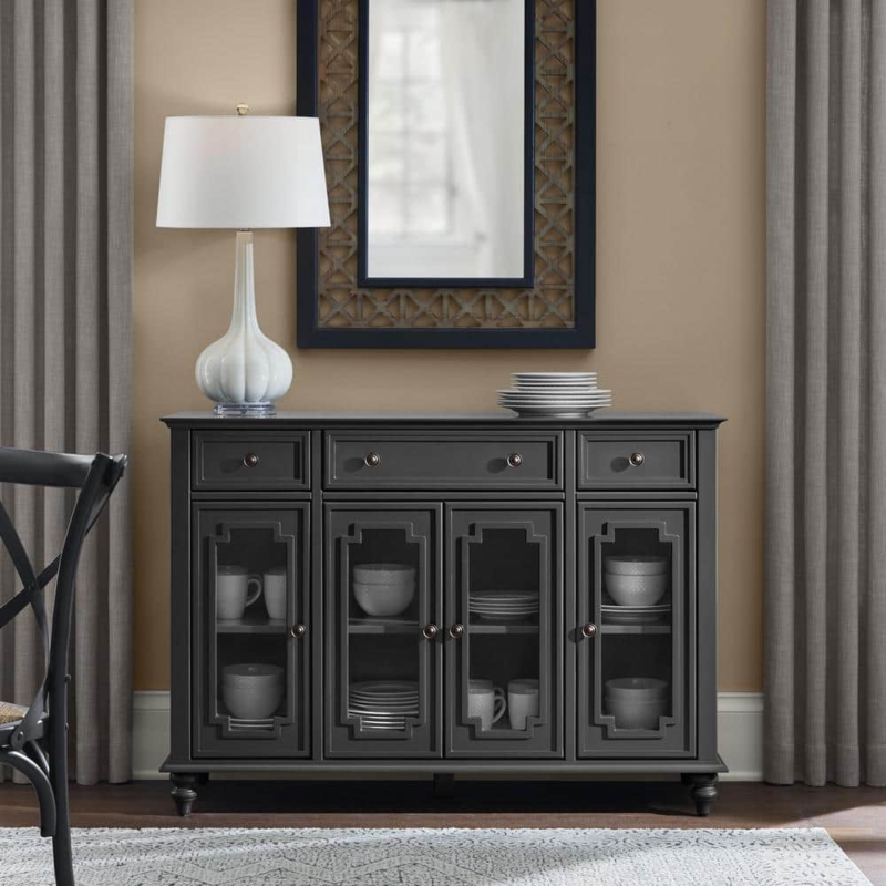 Transitional Buffet with Glass Doors and Bun Feet